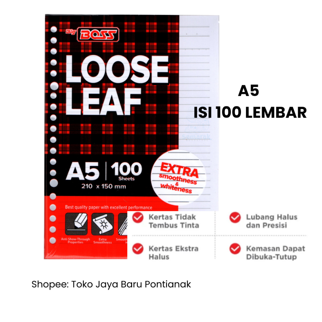 

Loose Leaf BIG BOSS A5 100 sheets / Kertas Binder A5 / Loose Leaf A5