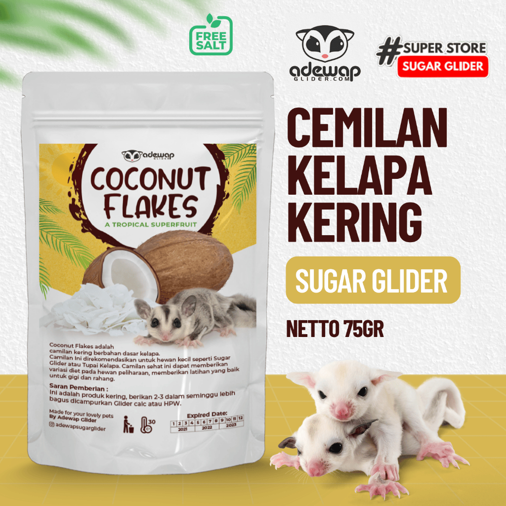 ADEWAP GLIDER Dried Coconut Flakes Camilan Buah Kelapa Sugar Glider Hamster Tupai