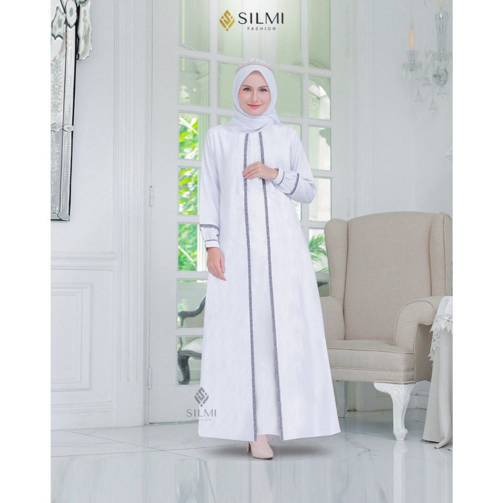 Gamis Putih Wanita Kekiniah Mewah - Abaya Putih Daily Simple Syari - Madani Putih By Silmi - Baju Ga