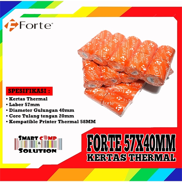 

Kertas Thermal Paper Forte 57x40 mm / 57 x 40 mm / 57x40mm Nota Struk kasir