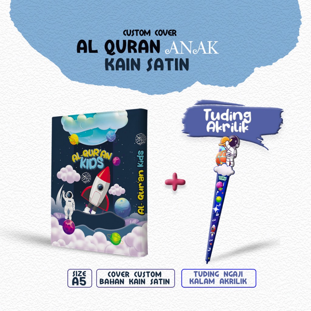 

RD - Cover Al-quran Desain Anak Lebih Fres Motif Hanya Cover saja Bisa Custom Pakai Nama tanpa al-quran ukuran A5 Bahan Satin ( Banyak Varian Motif Pelanet Navy )