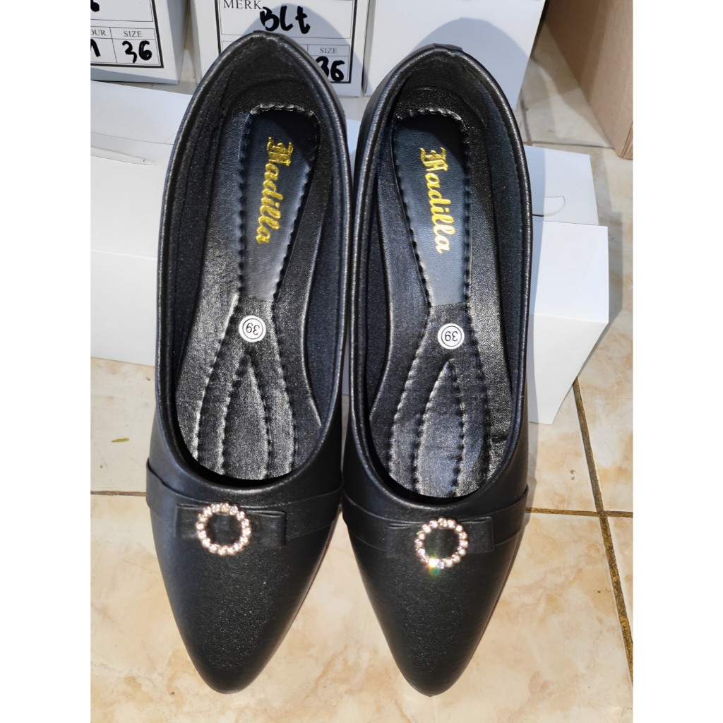 Promo Murah Sepatu Pansus Flatshoes Wanita Sepatu Kerja Pantofel Polos Hitam Pansus Premium Medan