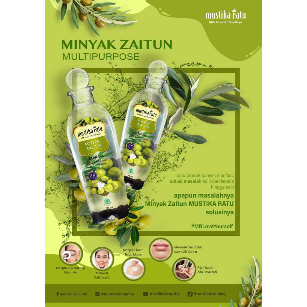 [BPOM] Mustika Ratu Minyak Zaitun Minyak Pijat 75 ml | Minyak Urut | Penghapus Make Up | Make Up Rem
