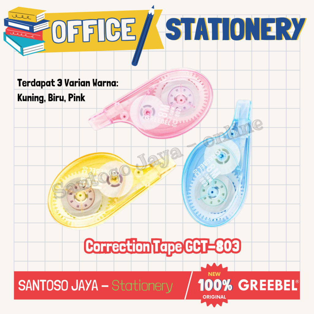 

Correction Tape GREEBEL - Tip-Ex - Tip X Kertas GCT 803
