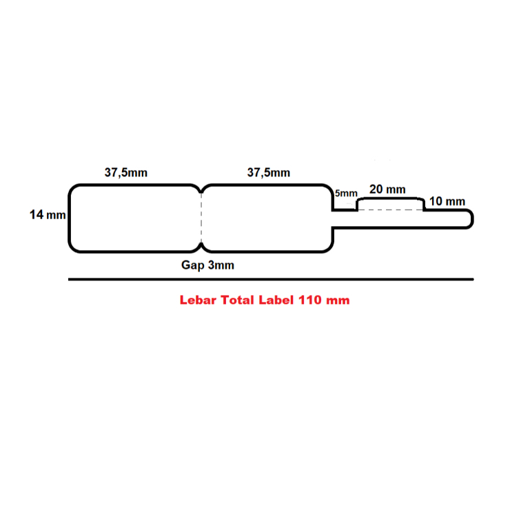 

Yupo Perhiasan 110x14mm 1 Line 1000pcs Gap 3mm Core 1 Inch/(1 Pack 10 Roll) Label sticker barcode