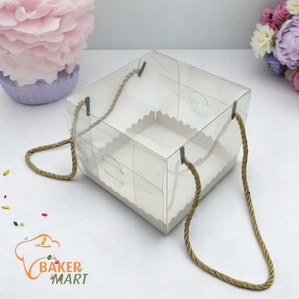

Box Mika Handle Persegi / Kotak Hantaran/Pudding/Cake/Toples /2pcs