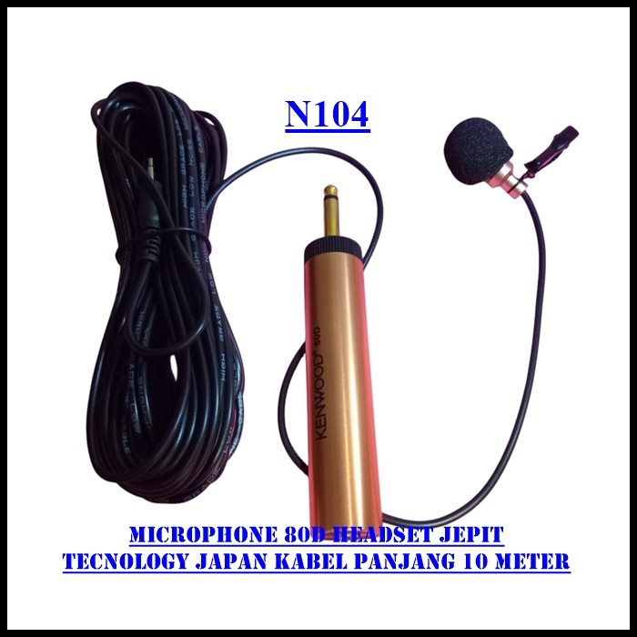 N104 MICROPHONE 80D HEADSET JEPIT BAJU KLIP MIC ELECTRET CONDENSOR MIK TECNOLOGY JAPAN KABEL PA