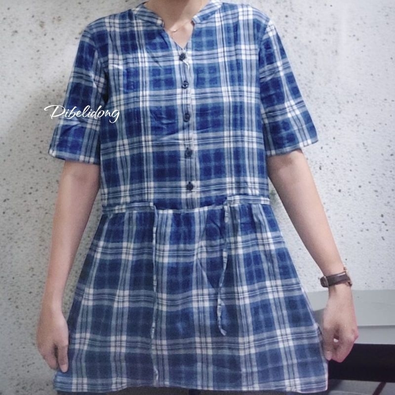 Baju wanita midi dress kotak