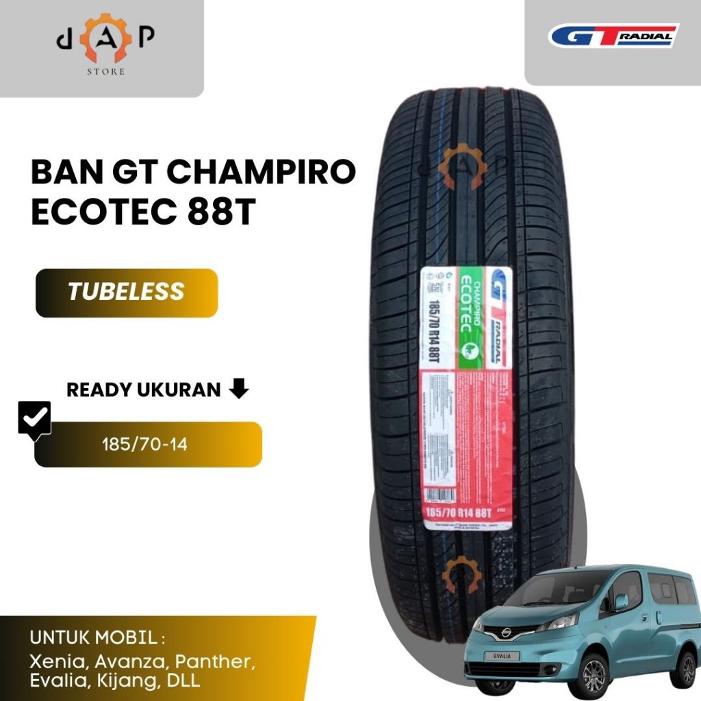 Ban Mobil Ring 14 GT Radial Champiro Ecotec 185/70 R14 88T Avanza, Xenia, Rush, Hyundai, Brio, Dll