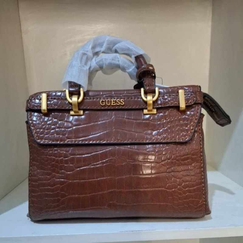 Guess Sestri mini satchel croco brown