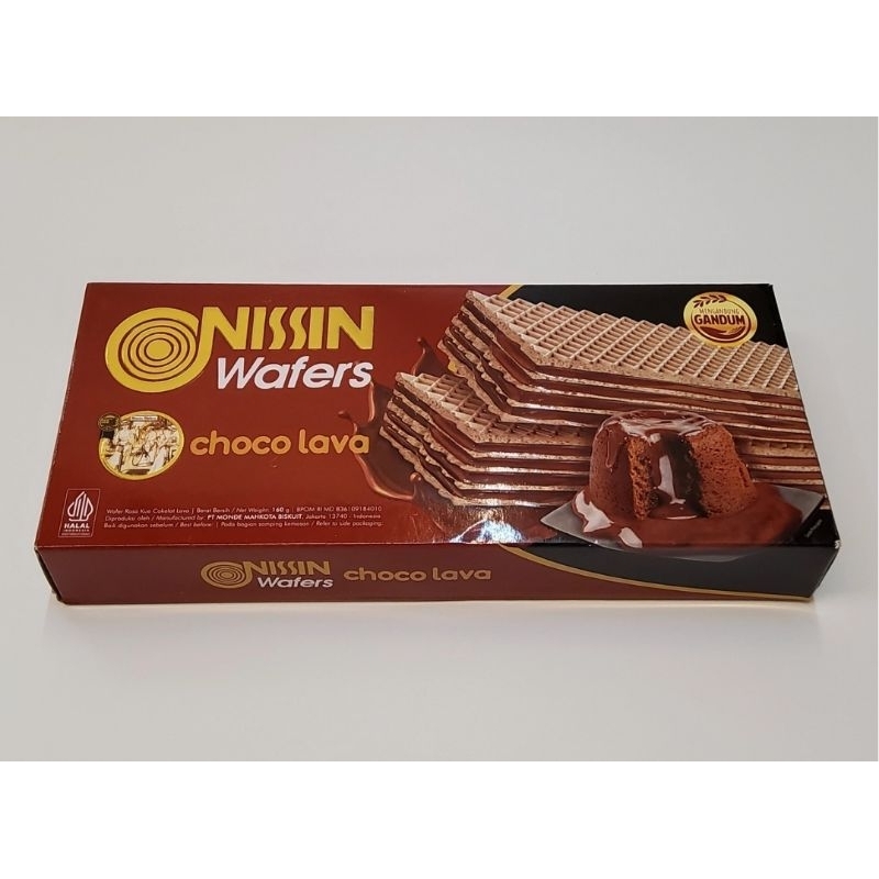 

Nissin Wafers Choco Lava 160g. Mengandung Gandum.
