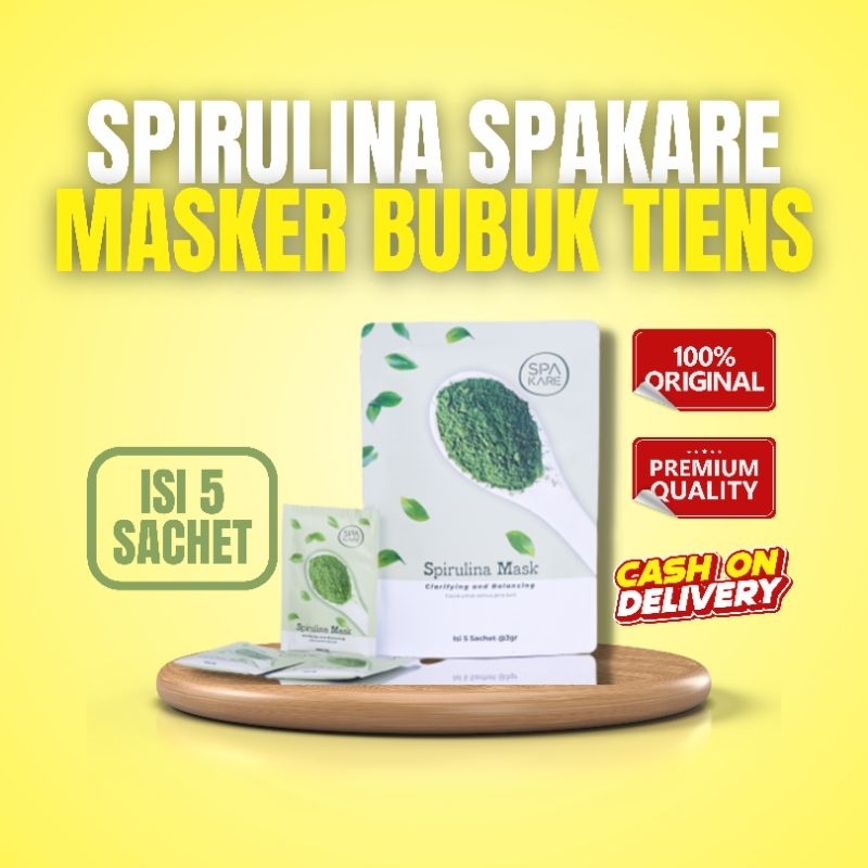 TIENS Masker Wajah  Spirulina Spakare 1 Pouch isi 5 Sachet