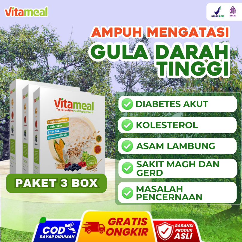 

[TERBUKTI] 3 Box Vitameal Sereal Multigrain – Makanan Sehat Ampuh Stabilkan Gula Darah Cegah Diabetes Kolesterol Maag Asam Lambung Tanpa Efek Samping Pengganti Makan Snack Sehat Cocok untuk Diet Penderita Diabetes Berat 200 gram FITAMEAL SUPERFOOD