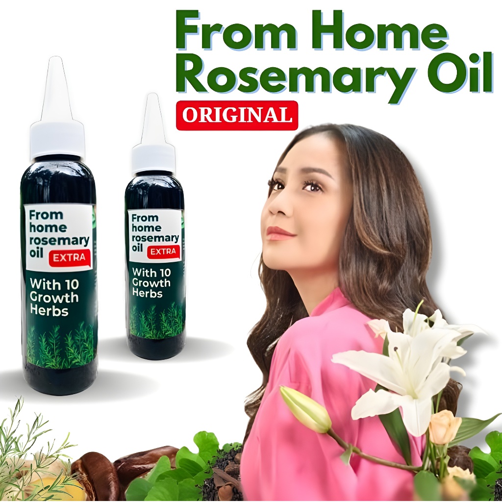 Rosemary Oil From Home Penumbuh Rambut Herbal Alami Cepat Panjang & Lebat Aman Untuk Anak-Anak  Ibu 