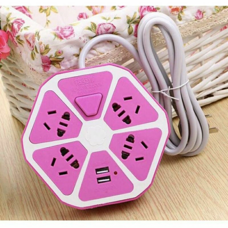 Stop Kontak USB Hexagon Socket 4 USB Colokan Listrik Smart Power 