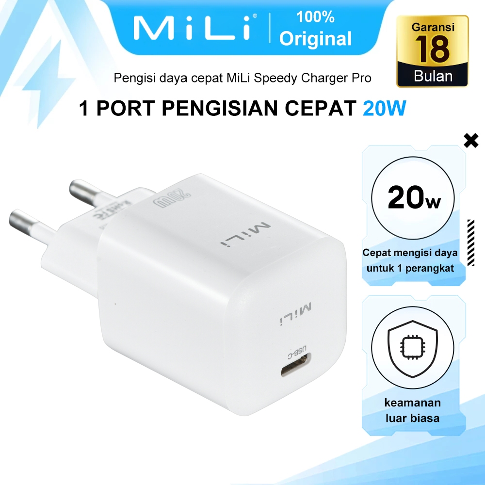 MiLi Charger Cepat 20W Type-C | Pengisian Cepat | Portable | Adaptor Charger | Kepala Charger