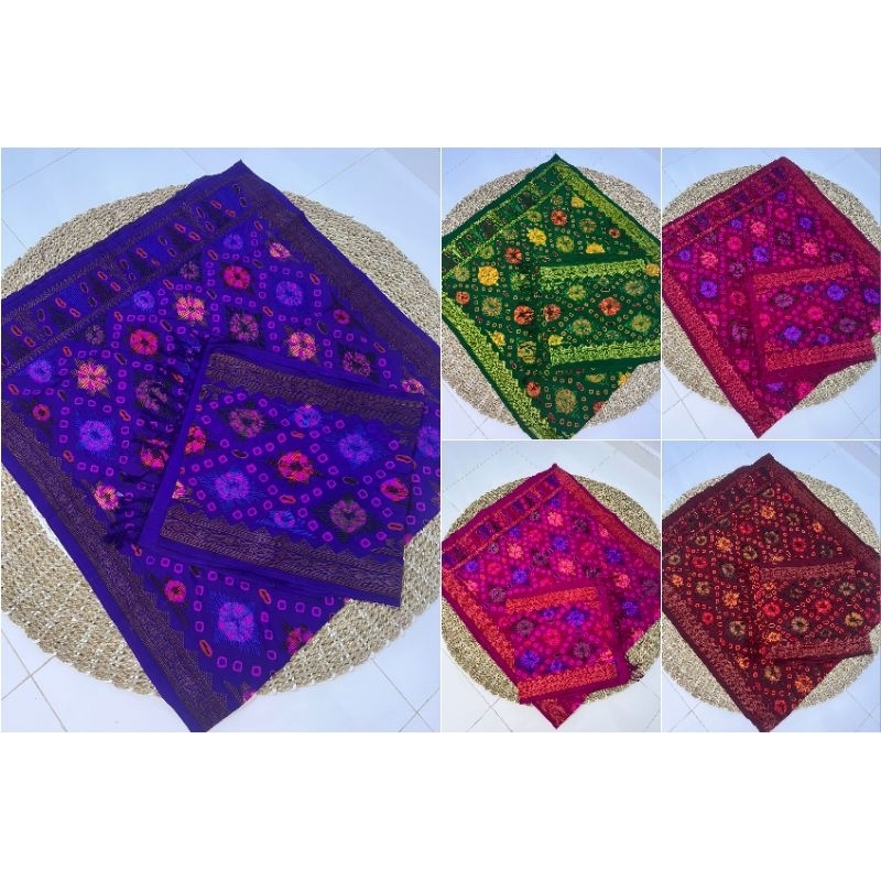 Kamen Sutra Jumputan Cakra Tumpal Semi Songket Full Pinggiran/ Sutra Jumputan/ Sutra Jumputan Full P