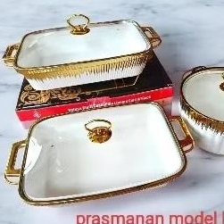 1 pcs prasmanan keramik tutup kaca/prasmanan marble putih gold satuan