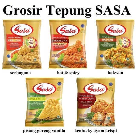 

10 PCS Tepung Bumbu SASA 70gr Tepung Serbaguna, Kentucky Ayam Krispy, Hot&Spicy, Bakwan, Pisang Goreng Vanilla (Satu Renceng)