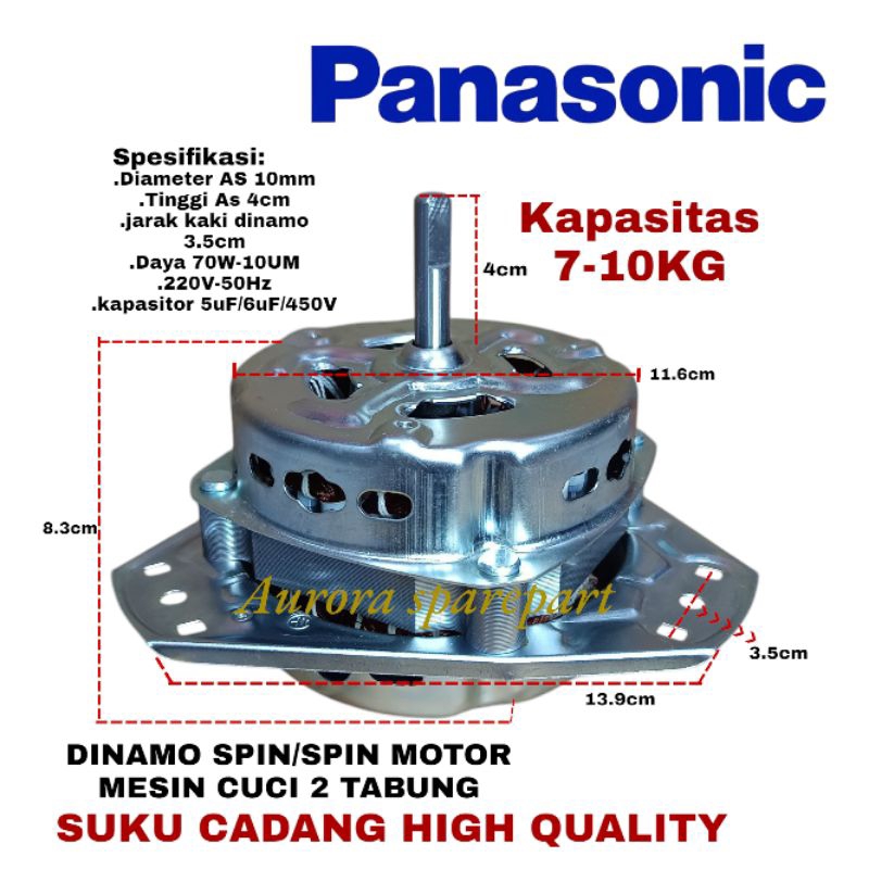 Dinamo spin pengering/Spin motor mesin cuci Panasonic 2 Tabung pnp pemasangan kapasitas 7-10KG