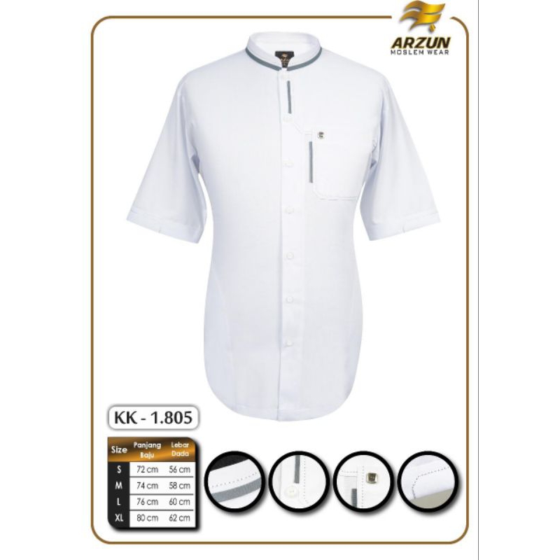 New Collection 13 Kemeja Koko Arzun Putih/ Kemko Arzun Terbaru Putih Lengan Pendek