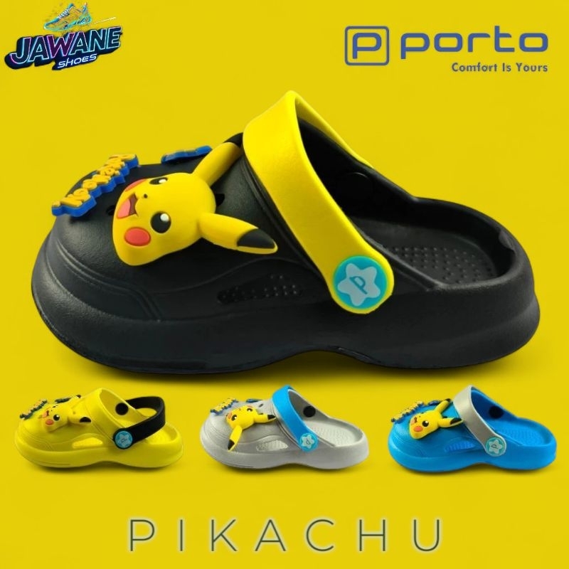 Porto 1067K-3 Anak Cowok Cewek Sandal Baim Karet  Motif Pikachu