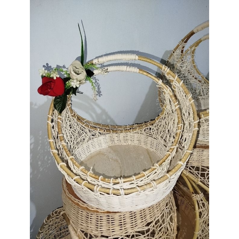 keranjang hantaran rotan cincin bundar isi 2 pcs- anyaman rotan