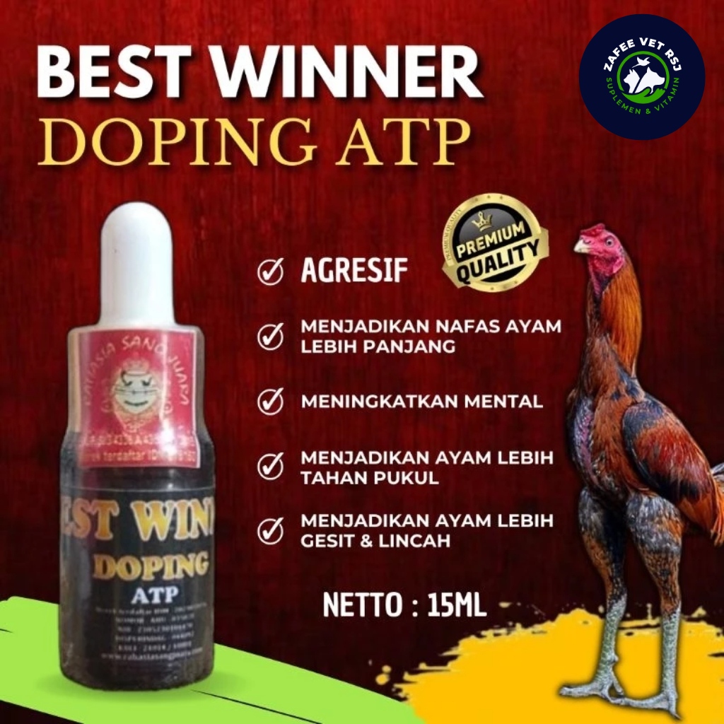 BEST WINNER DOPING AYAM ATP 15ML - SUPLEMEN TAMBAH UNTUK AYAM PETARUNG BERKUALITAS TERBAIK