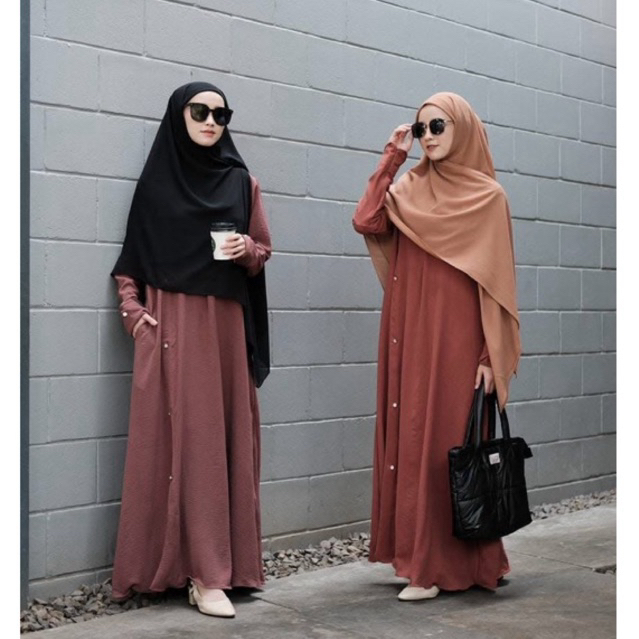 Set Setelan Gamis Abaya Fk French Khimar Cadar instan Daily Sherly Ori Brand Azda wanita muslimah sy