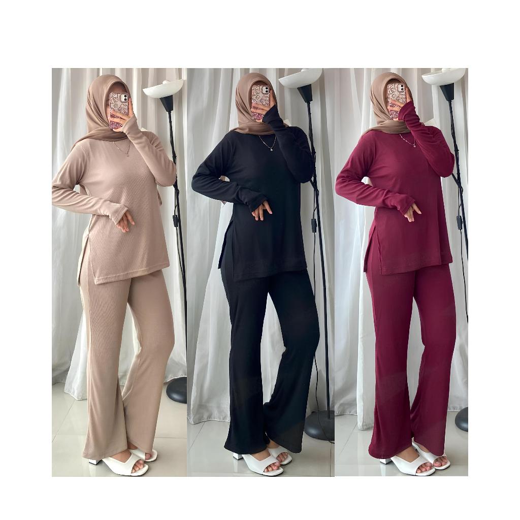 MEYSA ONE SET MODEL CUTBRAY - Setelan Knit Premium Celana Cutbray