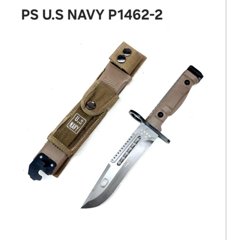 Pisau Tactical Us Navy Silver Crem Bisa Ukir Nama Logo Sendiri