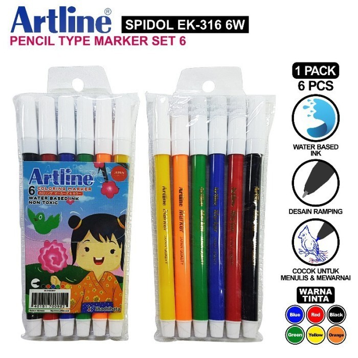 

ARTLINE SPIDOL KECIL COLOURING MARKER 6 WARNA