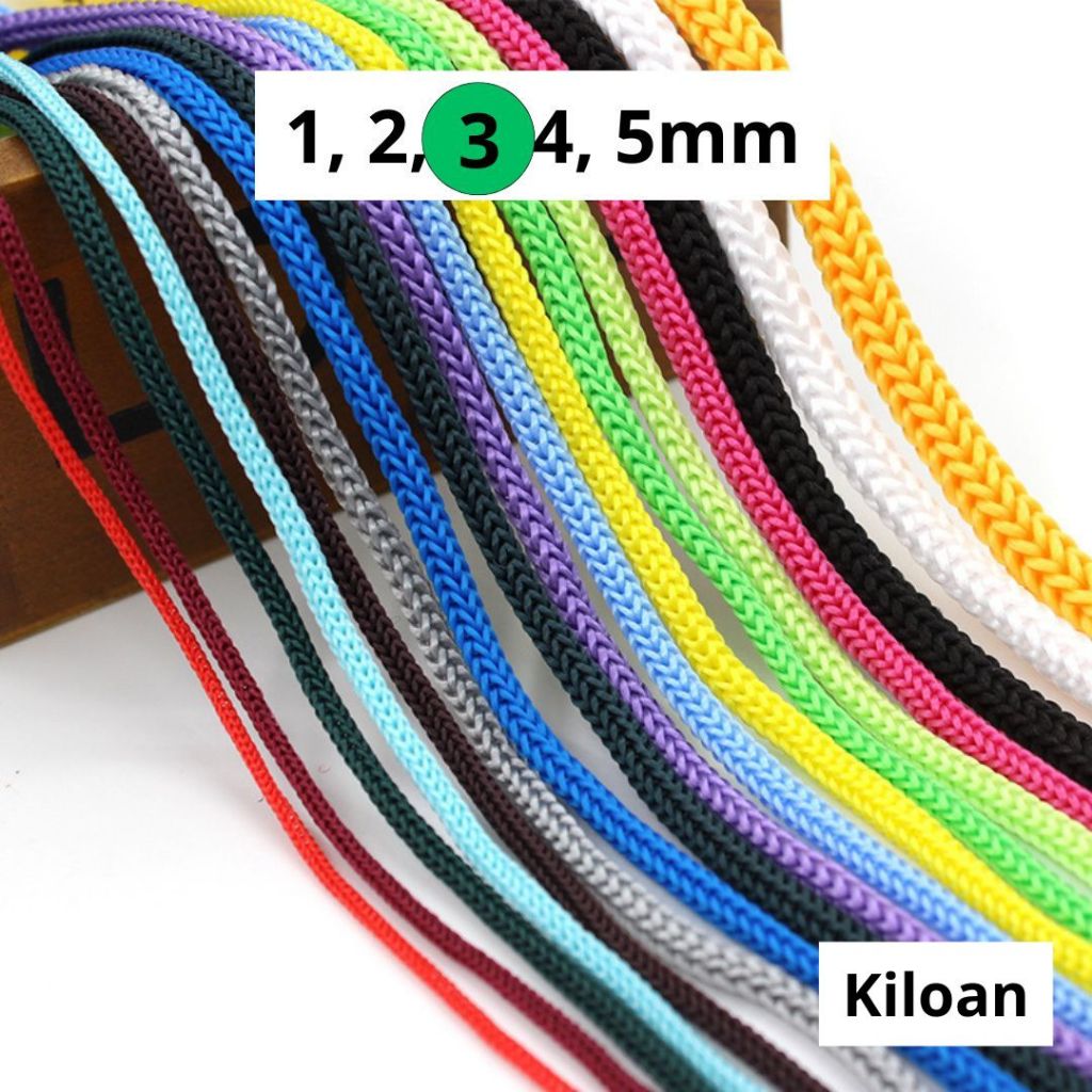 Tali Kur / Tali Parasut / Tali Tas Serut / Tali Bahan DIY Warna-i Ukuran 3mm Kiloan