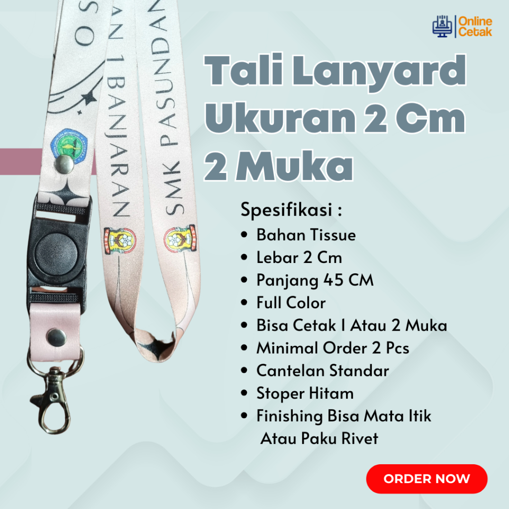 

Cetak Custom Lanyard ID Card Printing 2cm Cetak 2 Muka High Quality