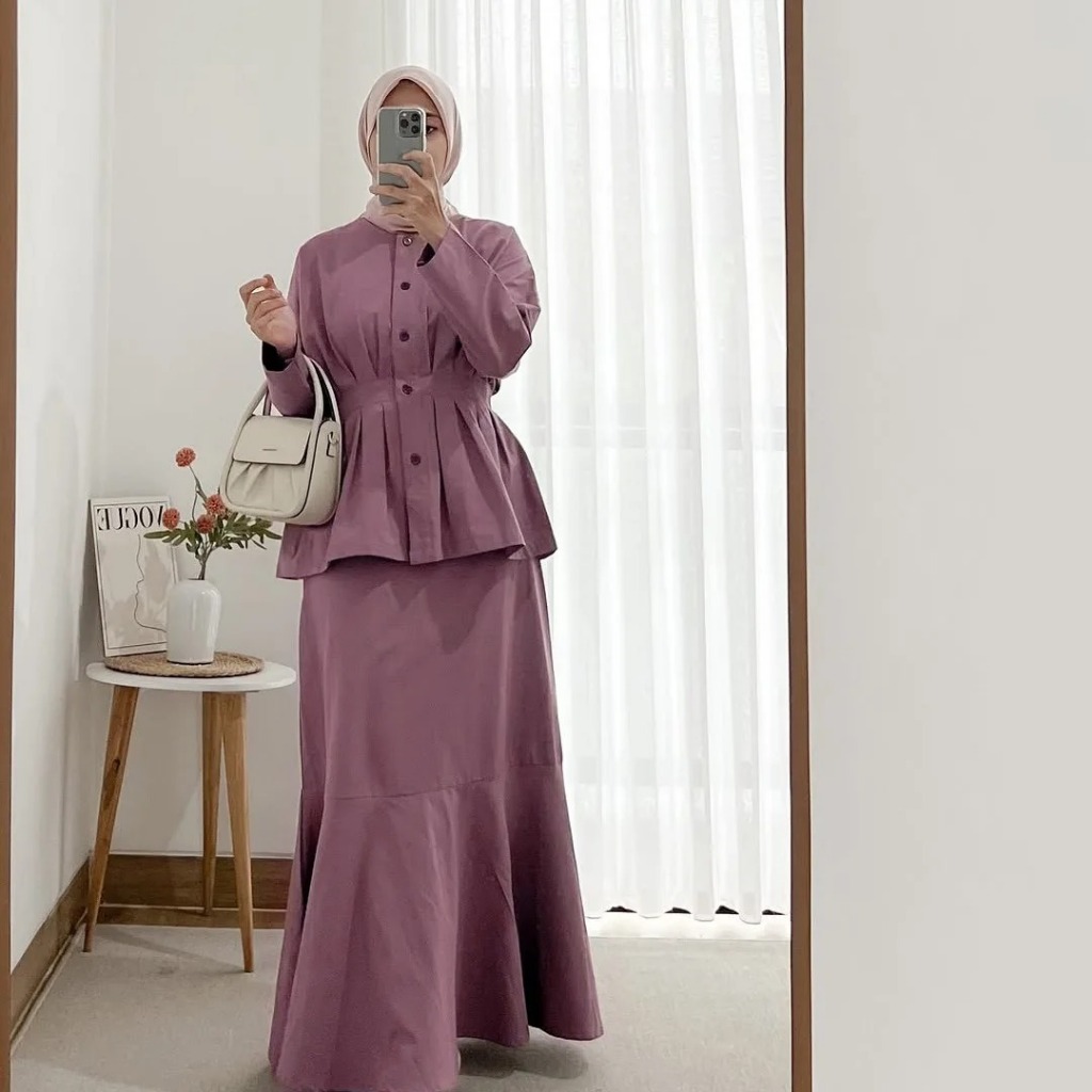 Setelan Wanita Lengan Panjang Daria Set WD Size M L XL XXL XXXL LD 100-130 CM Bahan Linen Rami Baju 