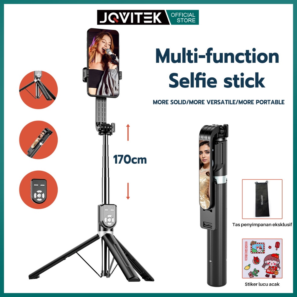 Jqvitek 170cm Tongsis Tripod Bluetooth Selfie Stick Remote Tripod HP Kamera DSLR Tongsis 170CM