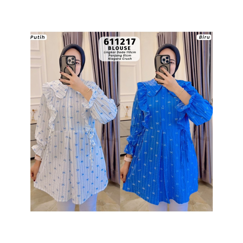 Blouse Muslim Modern Lengan Panjang Niagara Crush – Lengan Ruffle, Desain Elegan