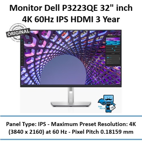 Monitor Dell P3223QE 32" inch 4K 60Hz IPS HDMI 3 Year