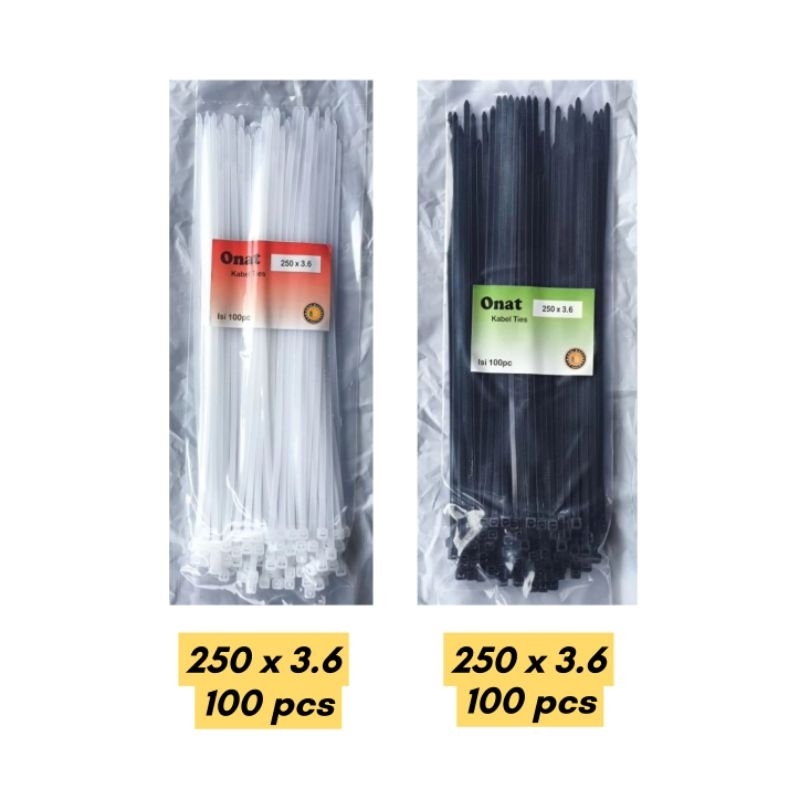 

ONAT KABEL TIES | 250 x 3.6 | WARNA HITAM DAN PUTIH | 250 x 3.6 | TALI TIS PLASTIK PENGIKAT ISI 100 PCS / Nilon Plastik Pengikat