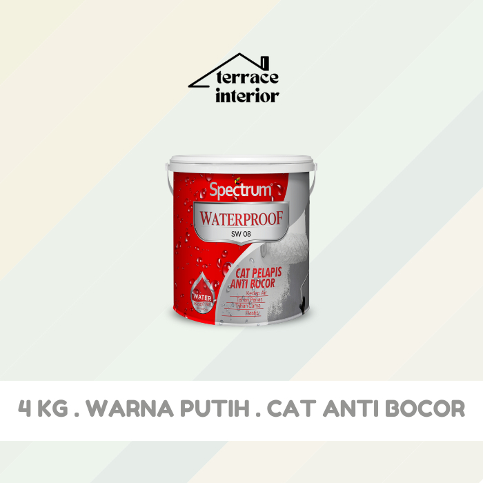 Cat Pelapis Anti Bocor Spectrum Waterproof Warna Putih 4 KG