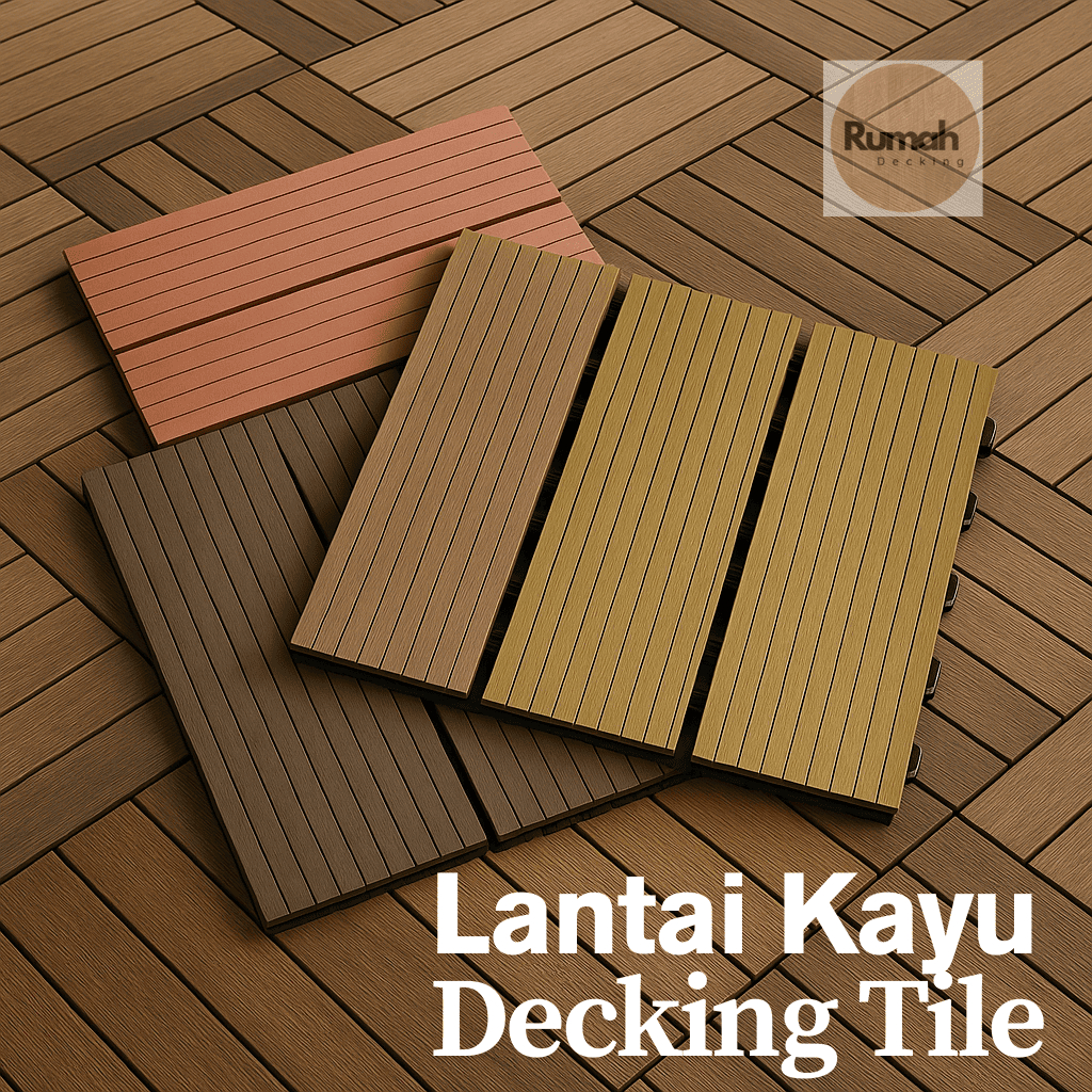 Lantai Kayu Decking Tile WPC - Decking Tile Plastik PP Indoor Outdoor