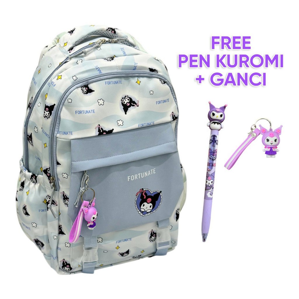 Tas Ransel Anak SD SMP SMA Tas Ransel Sekolah karakter Motif KUROMI Tas Backpack Anak Perempuan Kado