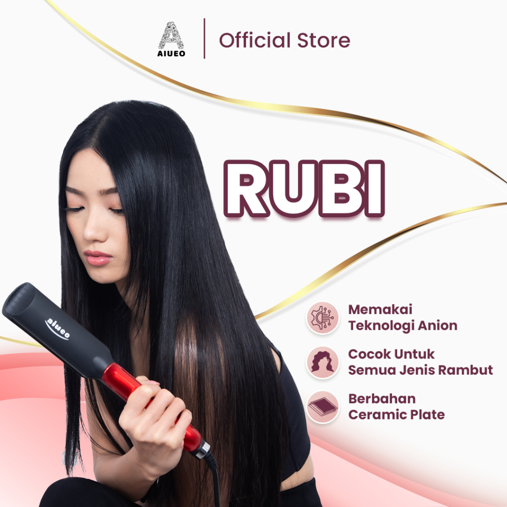 Catokan AIUEO Rubi - 531 Curly Straight Lurus Keriting Alat Catok Rambut 2in1 3in1 Catokan Cepat Pan