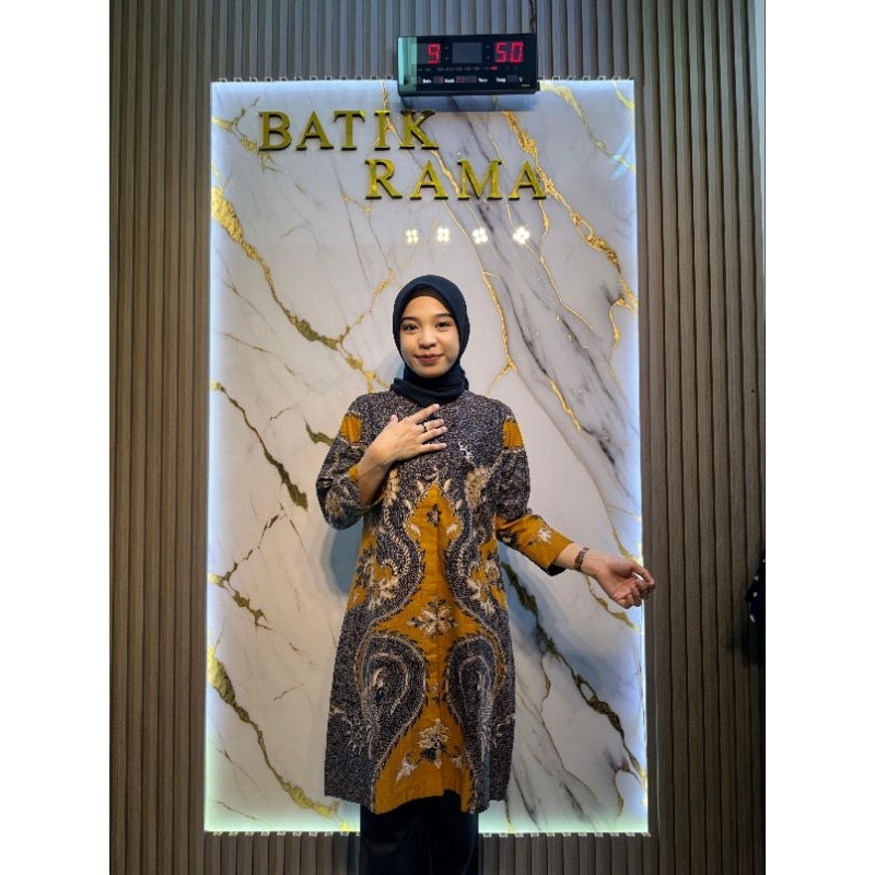 Tunik Batik Wanita Motif KUNING MUSTARD Bahan Katun Prima By BATIKRAMA