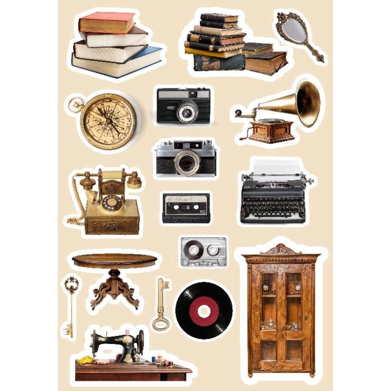 Sticker Aesthetic Vintage Random/ Sticker Scrapbook