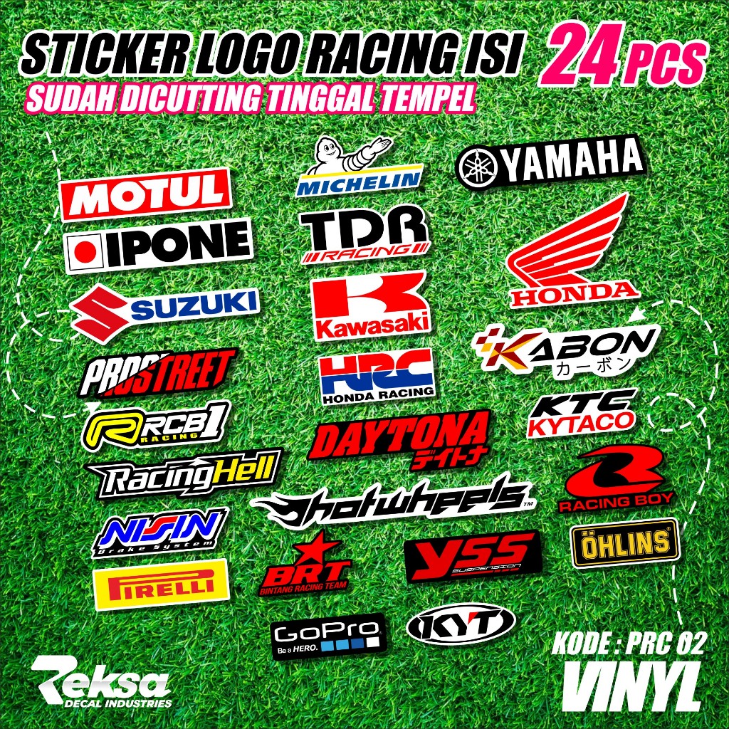 

24 Lembar Sticker Sponsor Racing / Sticker Sponsor / Sticker Motor / Sticker pack / Sticker Kecil2 cocok buat Motor Mobil Hp Laptop Helm Hologram Pelangi Vinyl Putih RI.PRC02