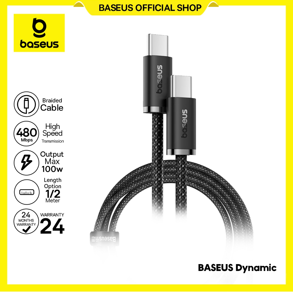 Baseus Kabel Data Dynamic Type-C to Type-C 100W 1M/2M Fast Charging Cable Android Iphone