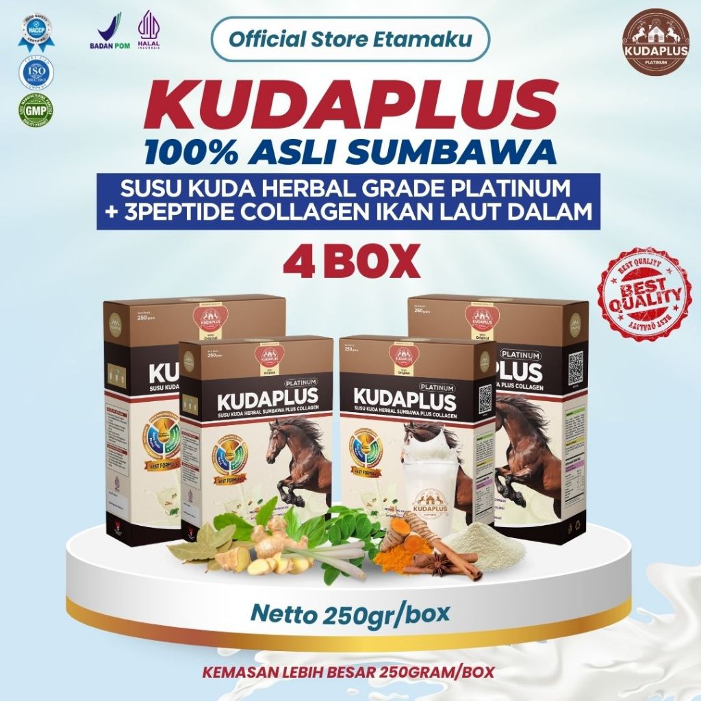 

KUDAPLUS Susu Kuda 100% Original dari Sumbawa Cepat Atasi Sesak Nafas Akut dan Nyeri Sendi Berat Kemasan 250gram Paket 4 Box