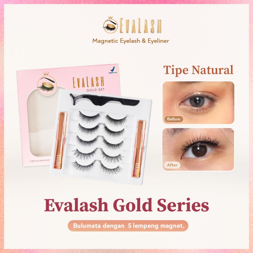 EVALASH NATURAL - BULUMATA EVA LASH MAGNETIC EYELASH 5 PASANG BULU MATA MAGNET EYELASHES