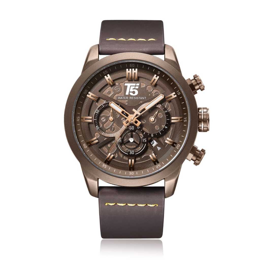 Jam Kulit T5 H 3625 / 100% Anti Air / Original Chronograph